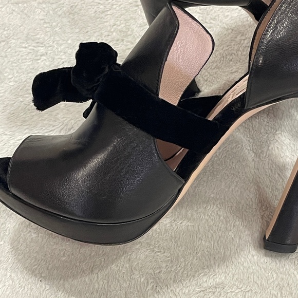 Miu Miu Black Heels, Open Peep Toe Women's Size 7 - Picture 13 of 15